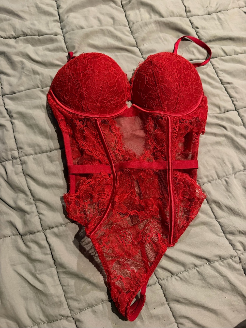 Victoria's Secret Red Lace Bustier Teddy